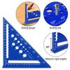 Équerre menuisier 18 cm (7") alliage aluminium bleu - règle triangle haute précision