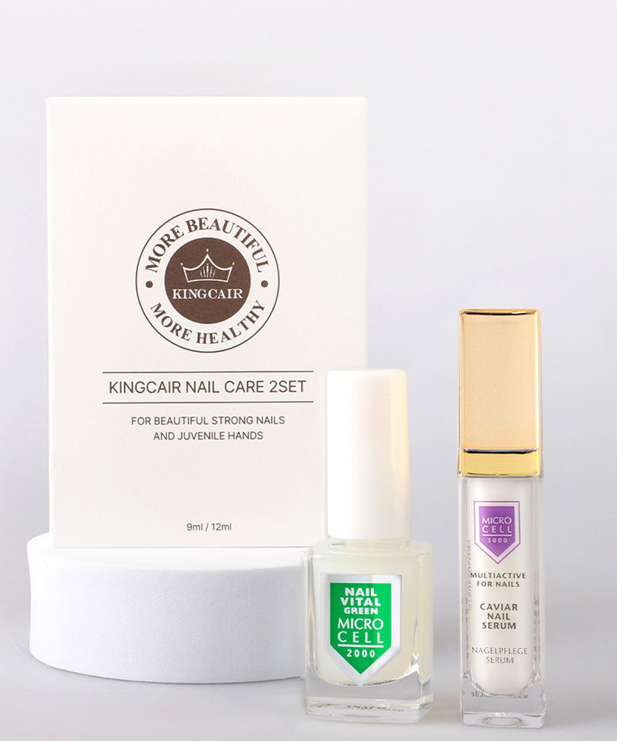 King Care Microcell Vital Green + Caviar Nail Serum Nail Nourishing Gift Set of 2
