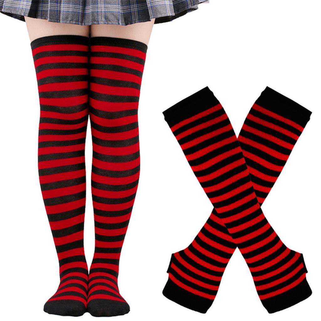 Festive Gloves + Socks Set Striped Gloves High Socks Festive Party Set