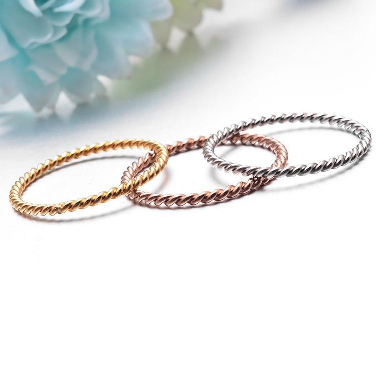 

Double Spiral Fried Dough Twists Ring Cool Simple Hand Jewelry 5 золотой