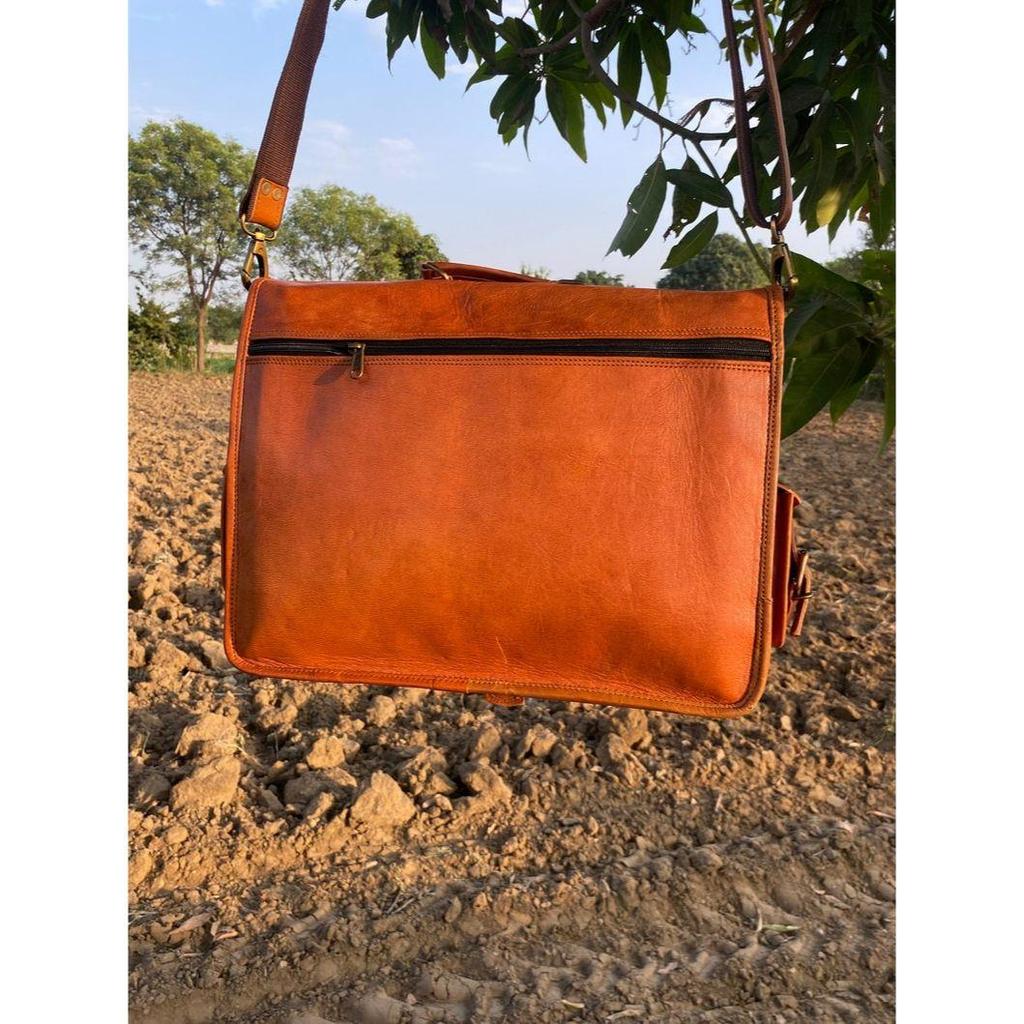 Handmade Leather Messenger Bag: Laptop Briefcase, Crossbody Satchel