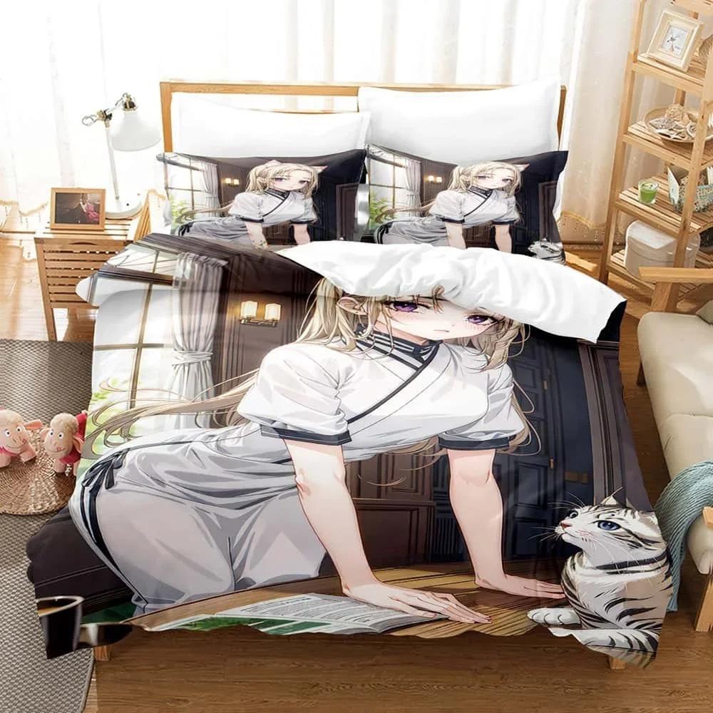 Comfortable Anime Print Bedding Set With Duvet Cover And Pillowcases Single Twin Full Queen King Sizes For Adults And Kids