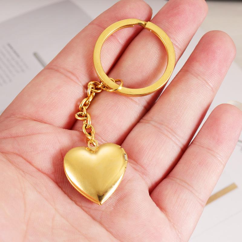 316L Stainless Steel Heart-Shaped Photo Keychain for Couples or Friends