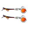 1 Pair Black/Chrome Motorcycle 12V Amber Mesh Lens LED Turn Signal Brake Light Universal 10mm Aluminum Housing