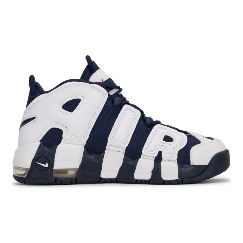 Nike Air More Uptempo GS Olympic Weiß Marineblau Rot Gold Schuhe FV5371-100