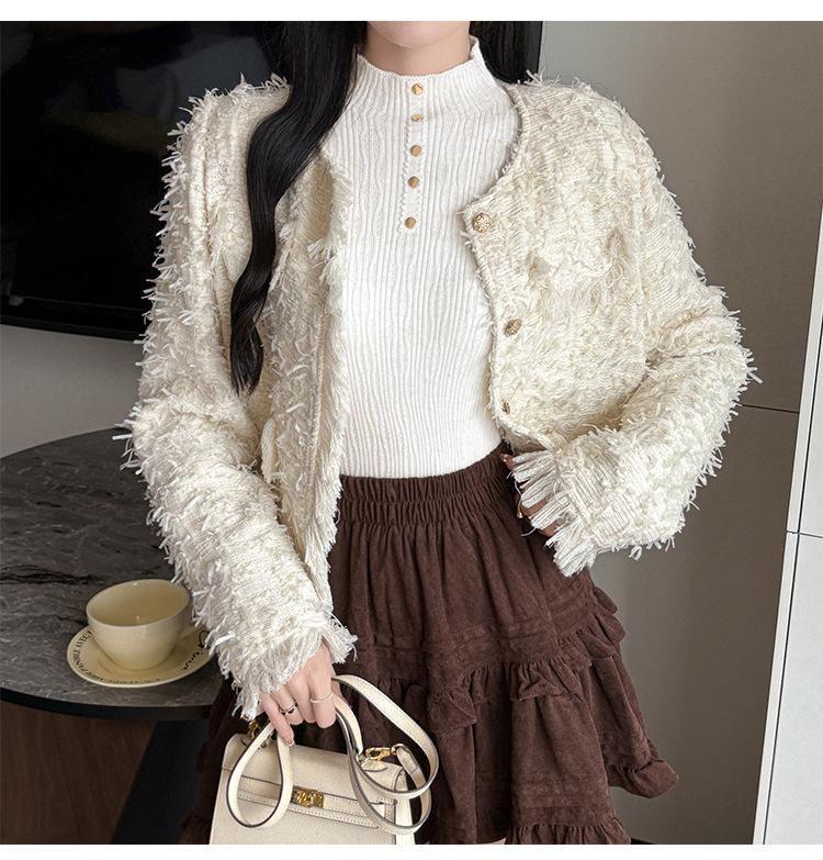 Women's Autumn Winter High Neck Rivet Sweater - Warm Long Sleeve Knit Pullover
