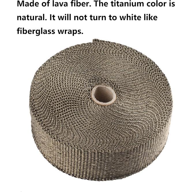 

ARTR 2 x 50 Titanium Exhaust Header Heat Wrap 1 Roll with 10PCS 11.8 Inch Stainless Steel Locking Ties