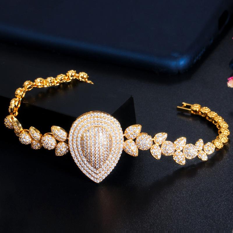 S0176 Exquisiter Schmuck, Super glänzendes Zirkon Tropfenförmiges Armband 18K Vergoldung