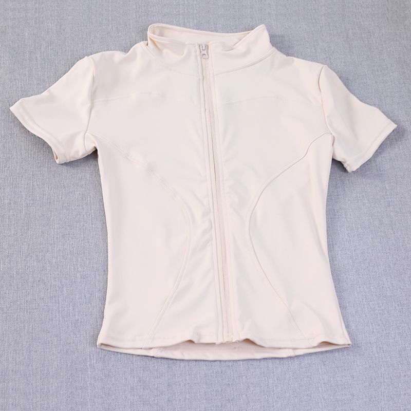 Dámské oblečení Léto Nový přírůstek Slim Fit Tričko Sportovní Krátký rukáv Bunda na zip Profesionální Běh Pilates Fitness Oblečení