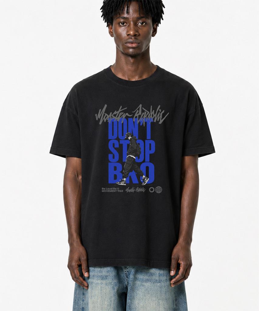 MONSTER REPUBLIC Don'T Stop Bro Blue T-Shirt Black_9168