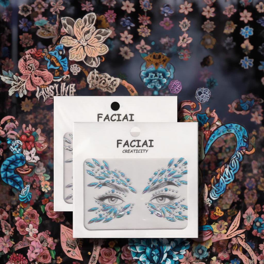 Silver Face Gem | Holographic Rhinestone Face Stickers | Festival & Party Face Decor .