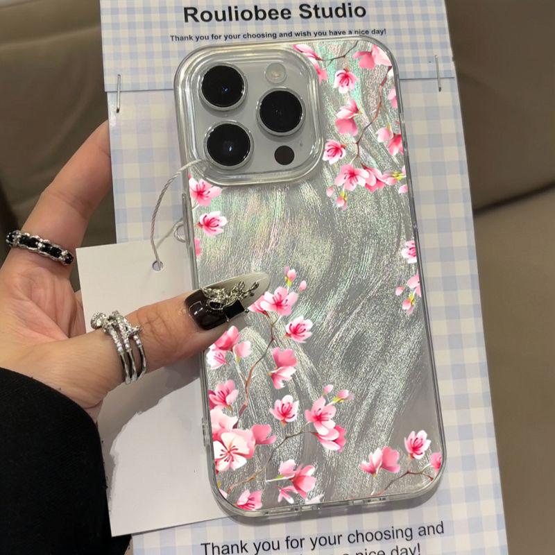 Pink Cherry Floral Design Phone Caae For iPhone 17 16 15 14 13 12 11 Pro Max XS X XR 7 8 Plus 16E 17 Air Shockproof Bumper Cover