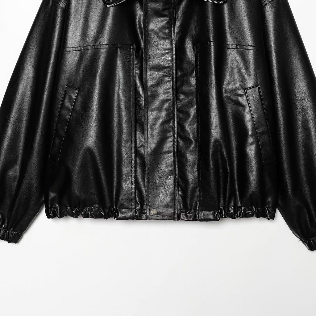 European and American style, new women's clothing, fashionable functional leather bomber jacket 04751351800