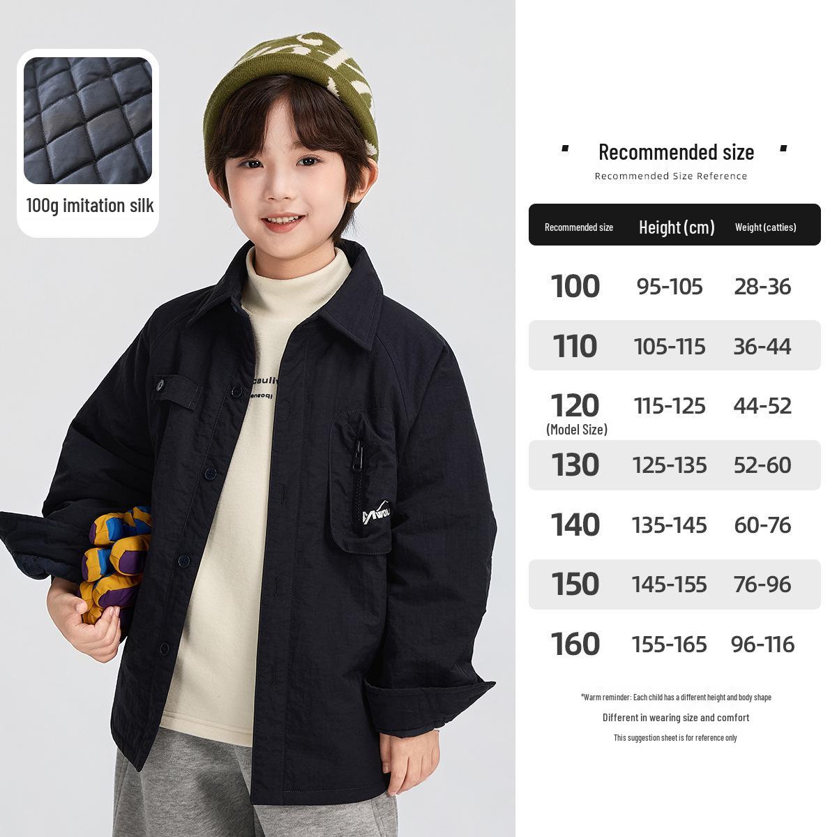 

2025 Winter Boys Quilted Jacket: Warm, Thickened Fairy Tale Style for Kids 140 cm темно-синий
