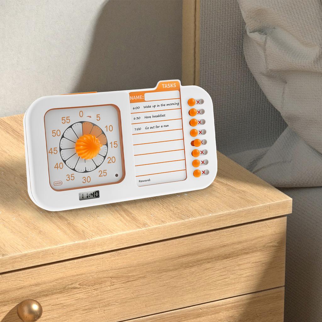Visueller Aufgaben-Timer 60-Minuten-Visueller Timer für Kinder und Erwachsene Planungsboard-Timer, Stiller Countdown-Timer für Zuhause, Schule, Klasse