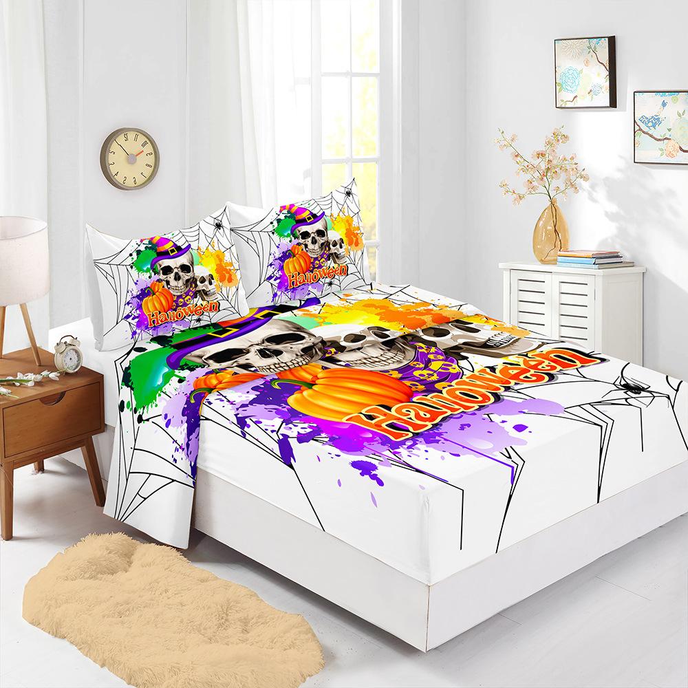 Four-Piece Mattress Set 3D Digital Printing Mattress Protective Cover Halloween Mattress