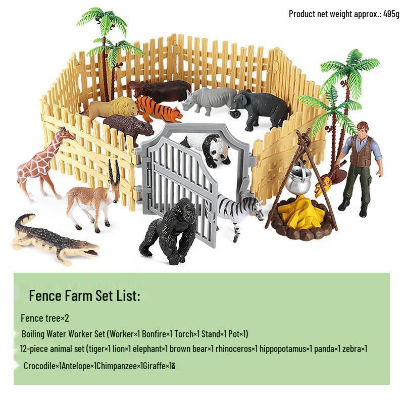 Wildlife Simulation Model: Tiger, Lion, Panda, Elephant, Rhinoceros, Kangaroo, Leopard, Horse, Sheep Toy Set