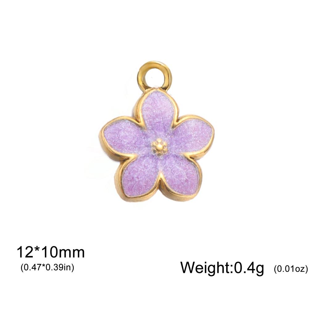 1pc Enamel Flower Charms for Jewelry Making Stainless Steel Gold Pendant for Earring Necklace Bracelet Accessories