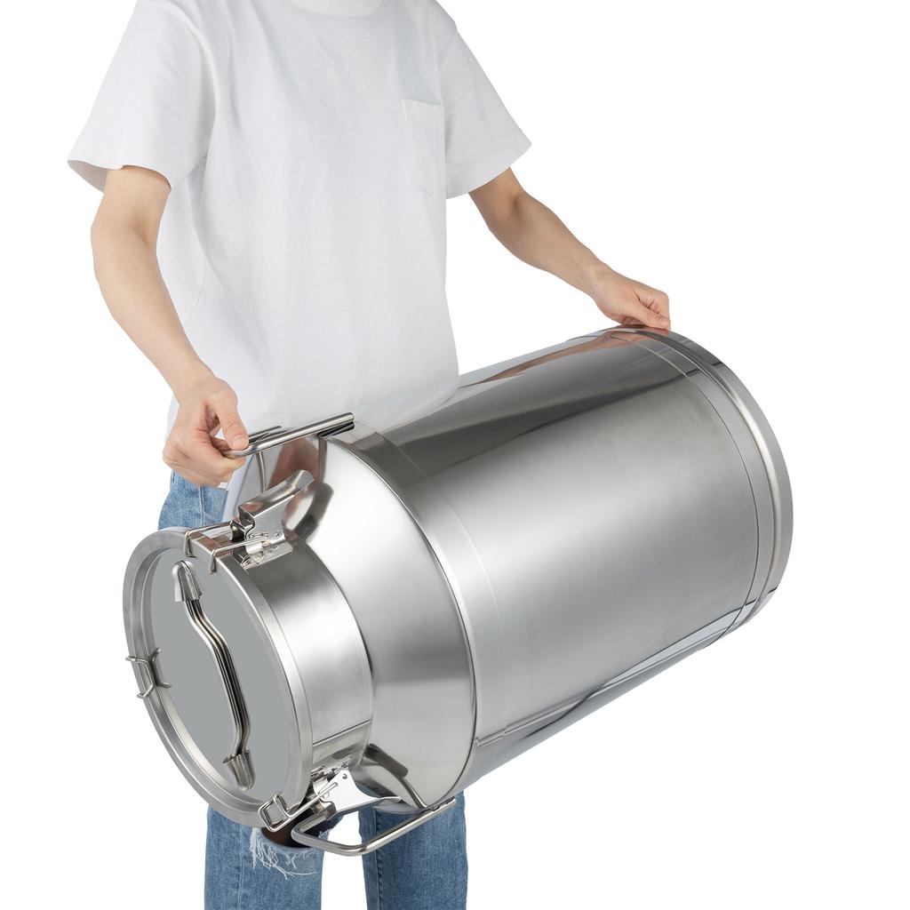 Milk Can 60L/15.8Gallon Stainless Steel Milk Jug Universal Airtight Metal Milk Bucket with Lid, for Liquids and Solid