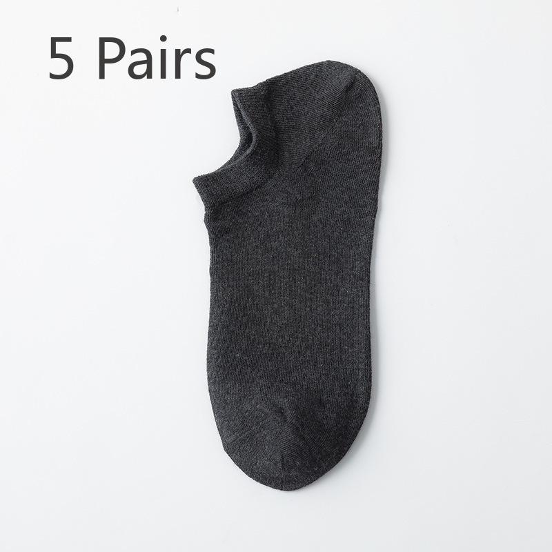 

5 пар мужских летних дышащих и впитывающих пот однотонных носков с защитой от падения на пятку 5 pairs темно-серого