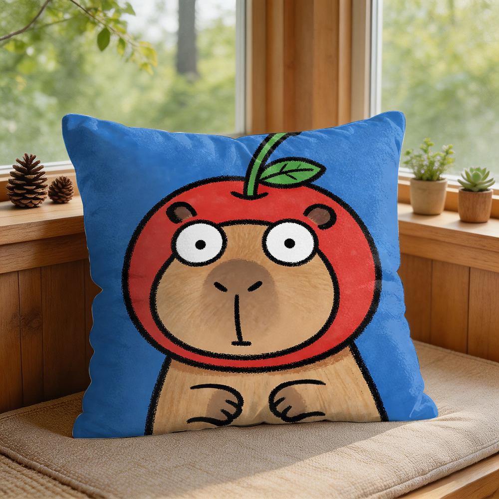 Cute Kicapara Cartoon Cushion Cover Silky Short Plush Invisible Zipper Dustproof Sofa Pillow Case For Home Decor