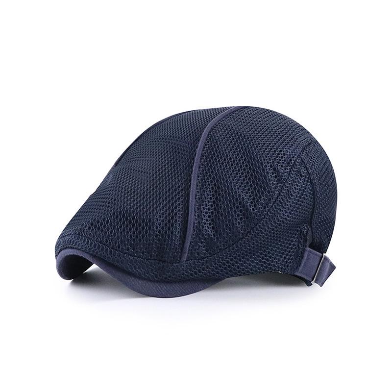 

Summer Newsboy Cap Beret Style Lightweight Cotton Breathable Sun Hat for Men Women UV Protection Solid Color 56-60 cm темно-синього кольору
