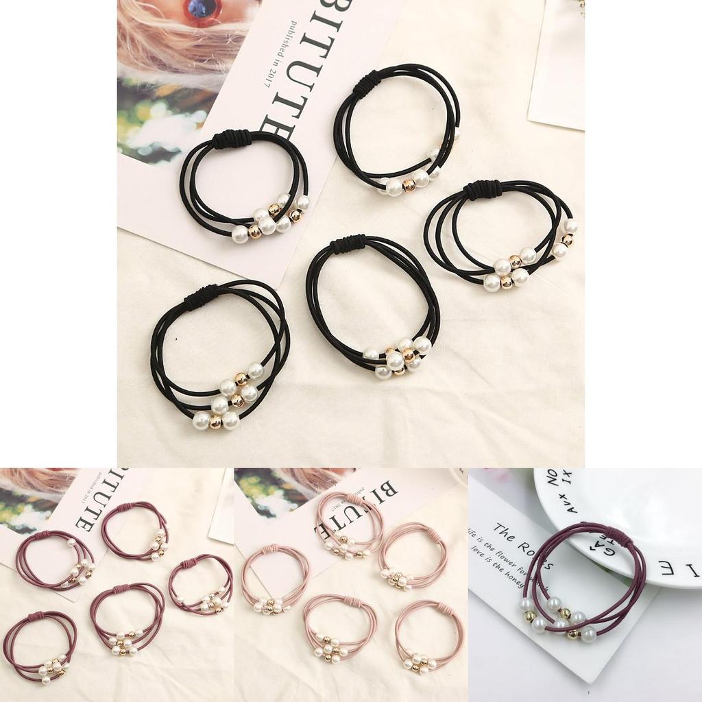 Versatile Korean Pearl Head Rope With Exceptional High-elastic Three-strength Rubber Band For All Hair Types