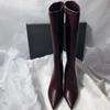 Elegant High Heels Women's 2025 New Fashion Pointed Slim Heels Knee High Boots with Side Zipper Temperament Long Tube Boots
