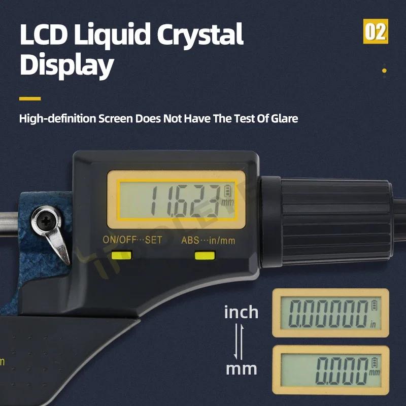 Micrometru extern 0-25 mm, micrometru digital, instrumente de măsurare, micrometru, calibre pentru măsurarea micrometrelor exterioare electronice