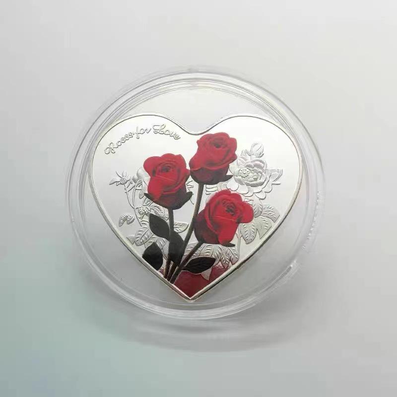 Heart-Shaped Rose Commemorative Coin: 'I Love You' in 52 Languages - 2022 Gift for Birthdays and Confessions