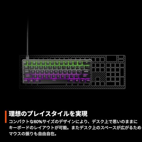 SteelSeries Apex Pro Mini JP Gaming Keyboard, Wired, Japanese Layout, OmniPoint Switches, 2-in-1 Action Key, Black (Model 64825), Manufacturer Warrant