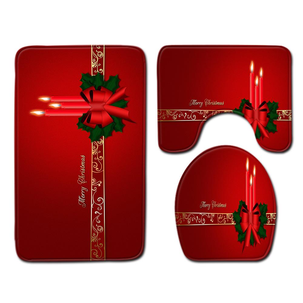 Christmas Bathroom Floor Mat Toilet Three-Piece Set