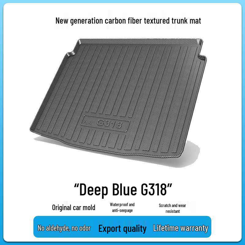 

Changan Deep Blue G318 Trunk Mat, Carbon Fiber Texture Interior Decor, TPV Tail Box Protector Luxury Carbon Fiber Texture - Flat Pack