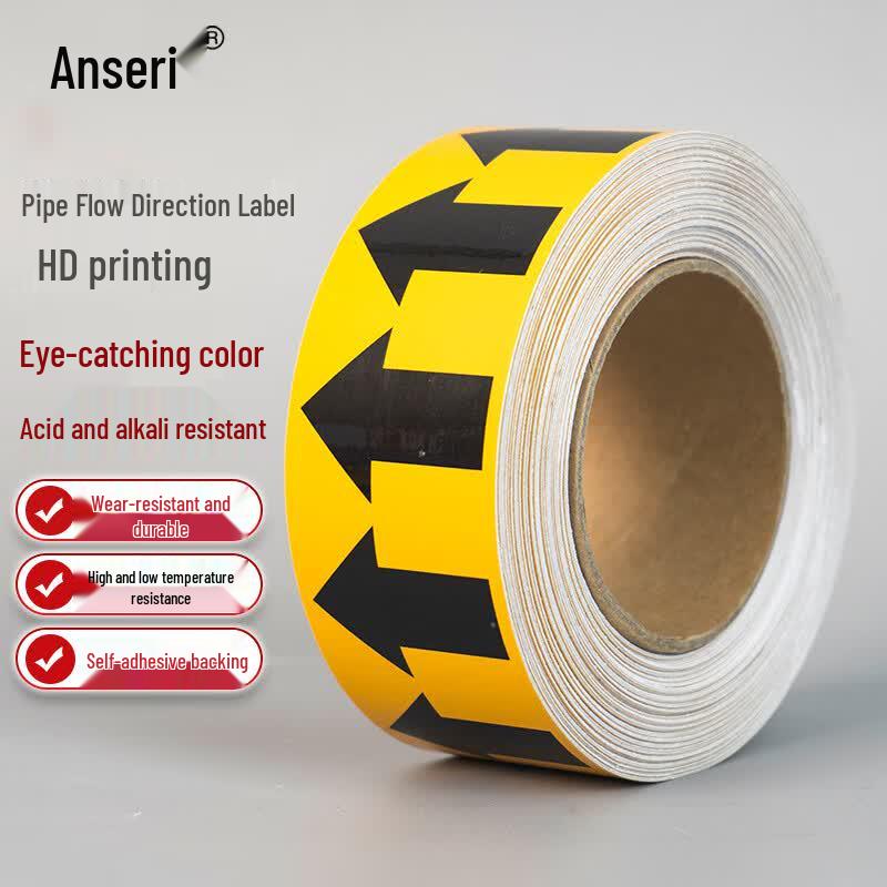 Ancelry Self-Adhesive Pipe Flow Direction Arrow Tape 50mm x 27m
