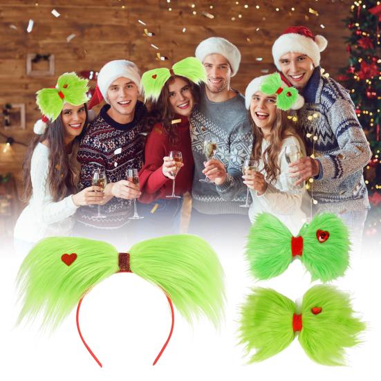 Christmas Hair Hoop Green Fluff Design Lightweight Festive Headband Versatile