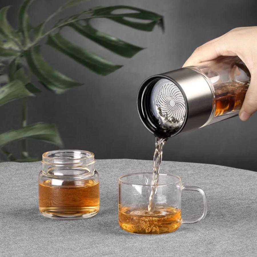 SAMADOYO Teetrennung, hitzebeständiges Glasbrauen, Teefiltration, tragbarer Becher, tragbarer Wasserbecher für Reisefahrzeuge im Freien