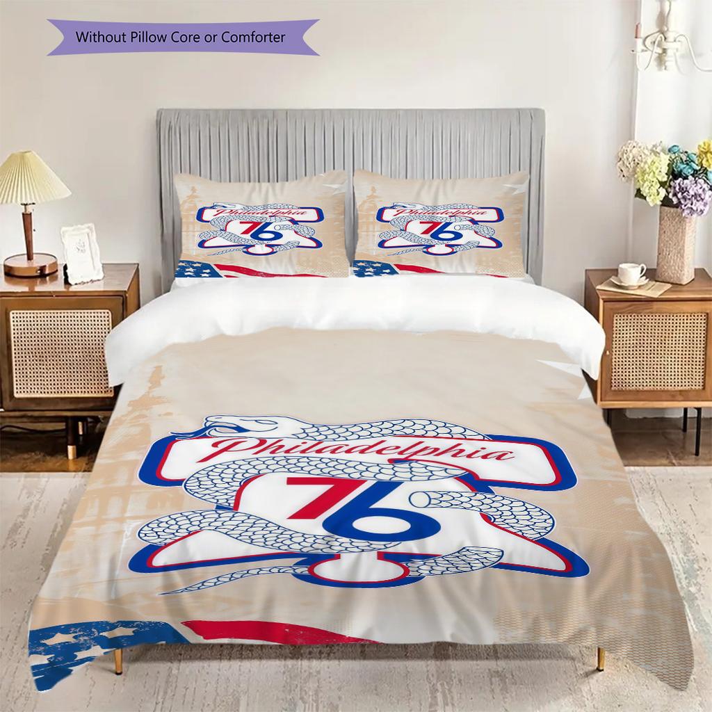 Philadelphia Ers Basketball Spirit Bedding(1 * Duvet Cover + 2 * Pillowcase, Without core)Christmas Birthday Gift Soft and Comfortable
