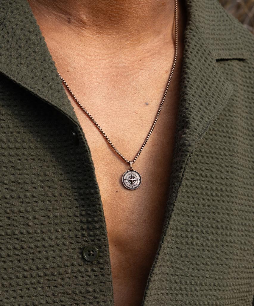 Pig&Hen Compass Pendant Necklace - Bronze