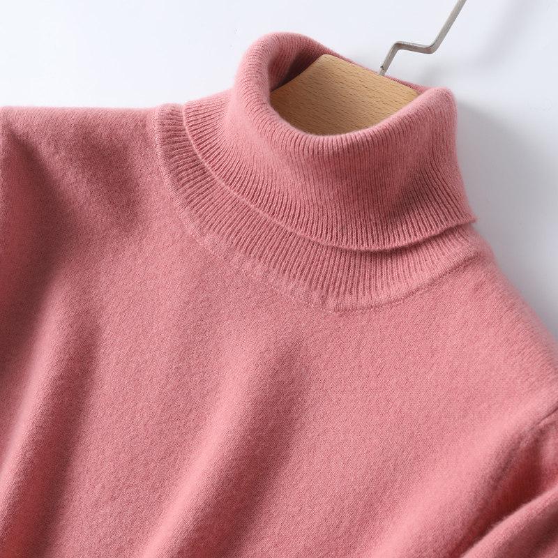 Women's 2026 Cashmere Knit High Neck Sweater - Autumn/Winter Short Top