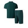 Men's Summer Color Block Short Sleeve Cardigan and Shorts Set with Double Chest Pockets