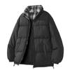 Men's And Women's Inner And Outer Color-matched Checkered Stand-up Collar Bread Cotton-padded Jacket, Men's Fleece Thickened Warm Cotton-padded Jacket