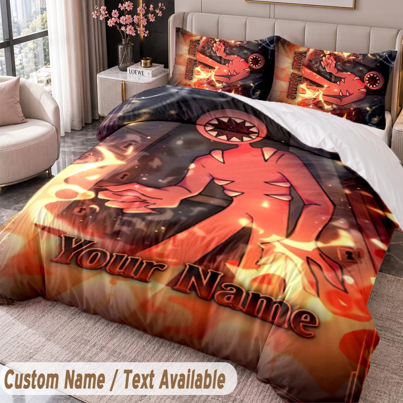 Custom Name Text 3Pcs Bedding Set Doors Duvet Cover And Two Pillowcases