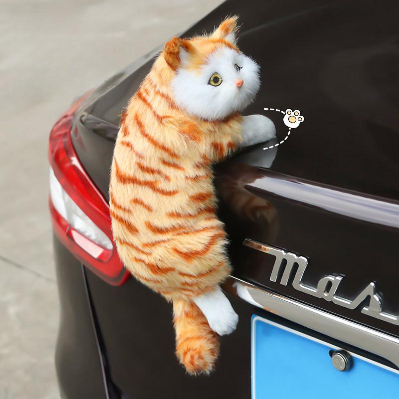 Simulation Hanging Cat Plush Doll, Cute Animal Pendant Ornament for TV Cabinet Air‑Conditioner Home Decor Kids Toy