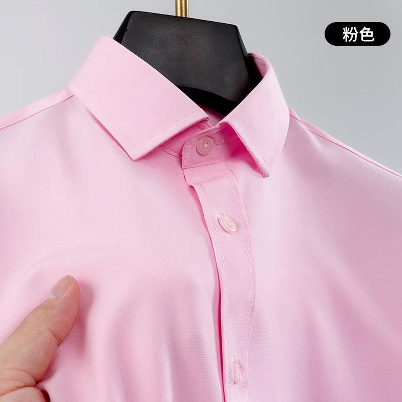 Large size four-sided stretch shirt men's long-sleeved non-ironing tooling business casual high-end white shirt