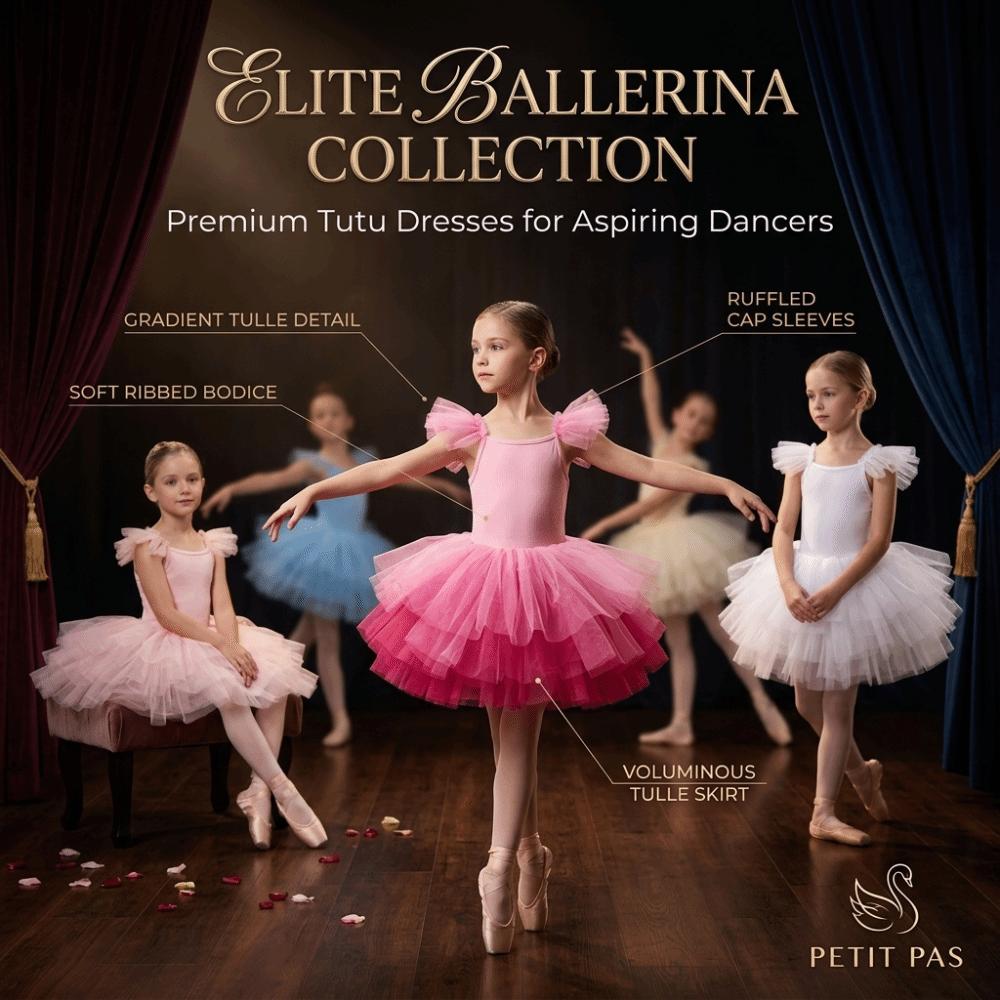 Puffy Baby Girl Ballet Skirt Short Sleeve Party Dance Dress Ballet TuTu Dress Gymnastic