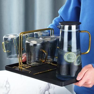 Severská láhev na vodu Tepelně odolná skleněná čajová konvice pro domácnost skleněná láhev se studenou a horkou vodou sada šálků zahuštěné ovocné šťávy