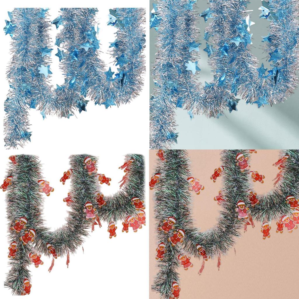 Christmas Tinsel Garland Christmas Ornament Home Housewarming Hanging Garland for Staircase Fireplace Holiday Railing Wreath