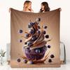 Couverture imprimée en flanelle motif éclaboussures chocolat myrtille adaptée à toutes les saisons adaptée pour le salon, le bureau, le canapé et le voyage