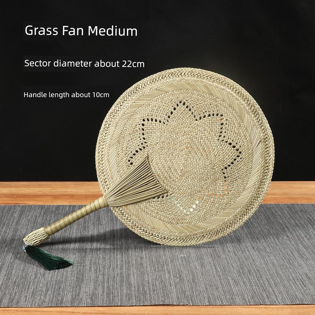 Handmade Woven Papyrus Fan Summer Cool Kids Baby Mosquito Repellent Old-Fashioned Fan Natural Straw Woven Chinese Style