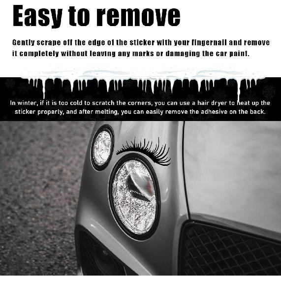 2 PCS Eyelash Decal for Car Headlight, Waterproof Auto Funny Fake Eyelash Sticker for Decoration, Self-Adhesive Sticker for Vehicle Headlamp,